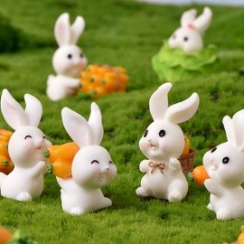 New Resin Bunny Ornament Home Miniature Landscape Decoration Mini Rabbit Figurine Easter Animal Desktop Garden Craft Child Gift