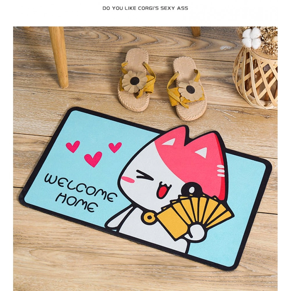 Cartoon Welcome Entrance Doormats Carpets Rugs For Home Bath Living Room Floor Stair Kitchen Hallway Non-Slip Cat Dog Pet Gamer